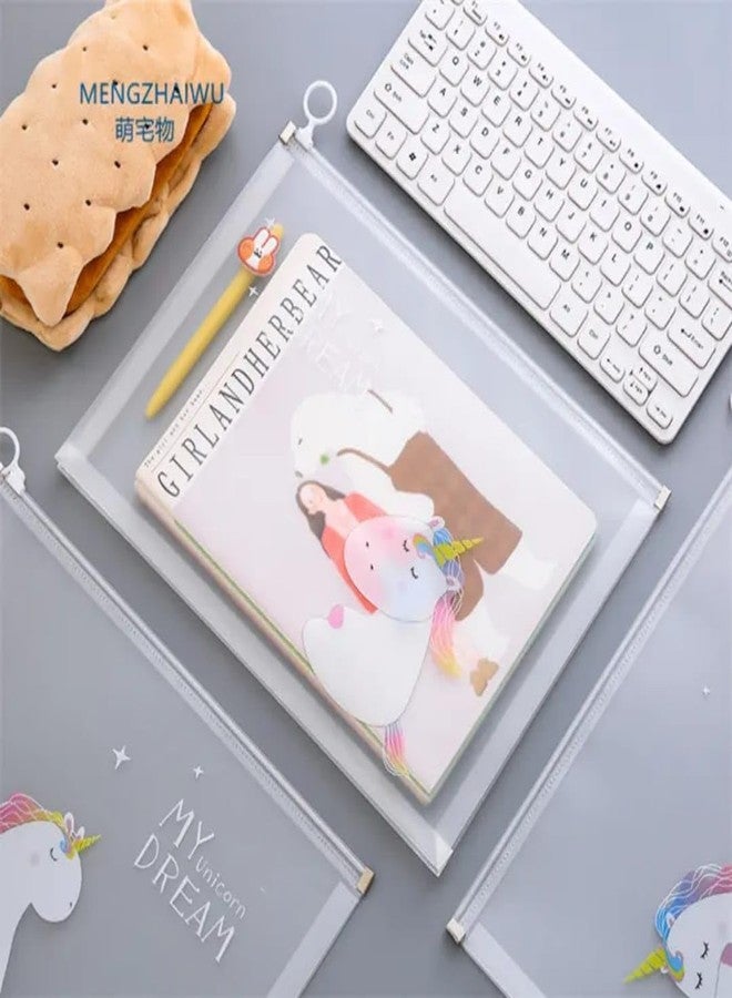 تارا13 حقيبة شفافة بسحاب من TERA 13 بتصميم كرتوني يونيكورن، مثالية لحفظ الأقلام والقرطاسية، وهي هدية رائعة للأطفال في أعياد ميلادهم (6 قطع). - Image 2